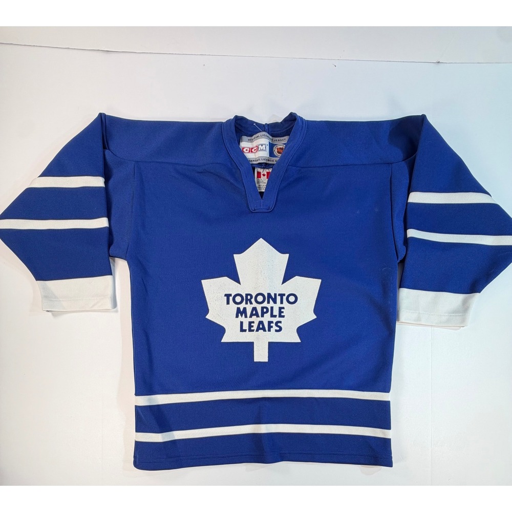 CCM Toronto Maple Leafs NHL Jersey Youth L/XL Blue White Made in Canada Hockey